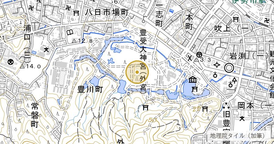 伊勢神宮 外宮(豊受大神宮)の位置を示す地図