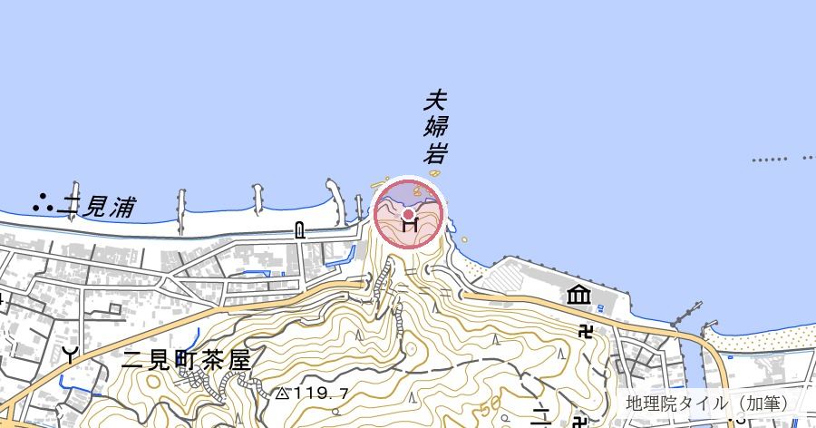 二見興玉神社（夫婦岩）の位置を示す地図