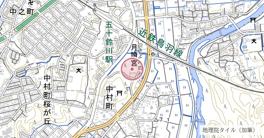 月讀宮（皇大神宮別宮）の位置を示す地図